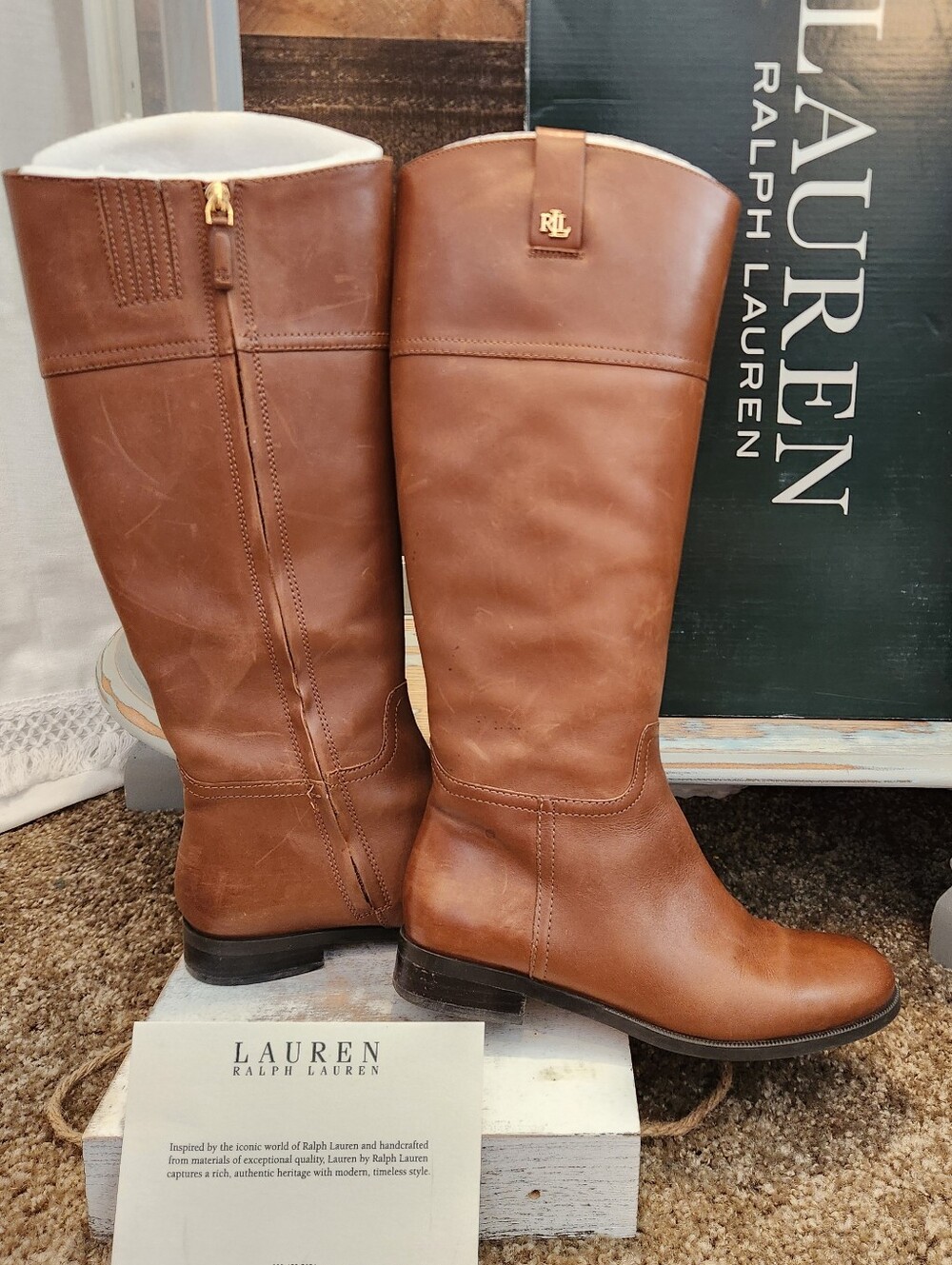 Lauren Ralph Lauren Women's Brown Leather Riding Boots